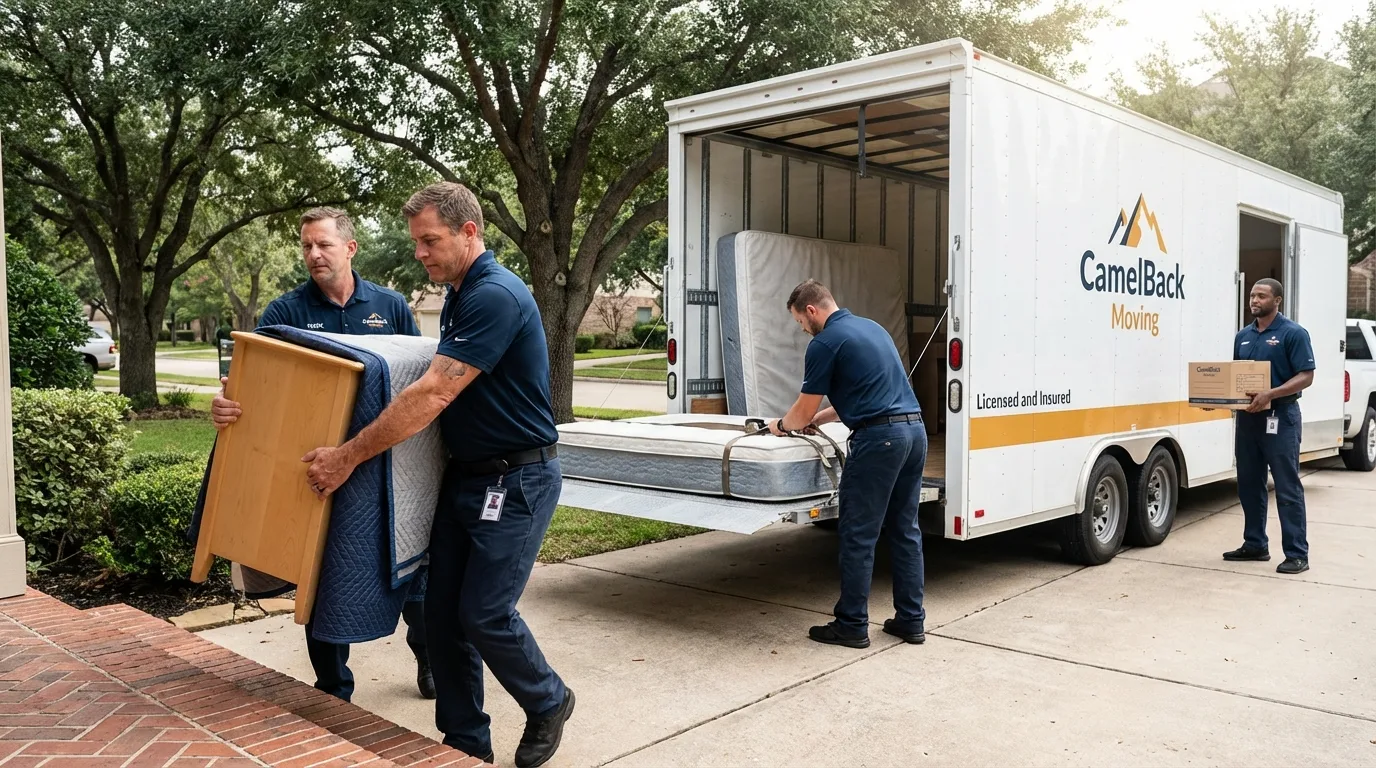 Crew loading residential truck for cross-state move from Covington, OH